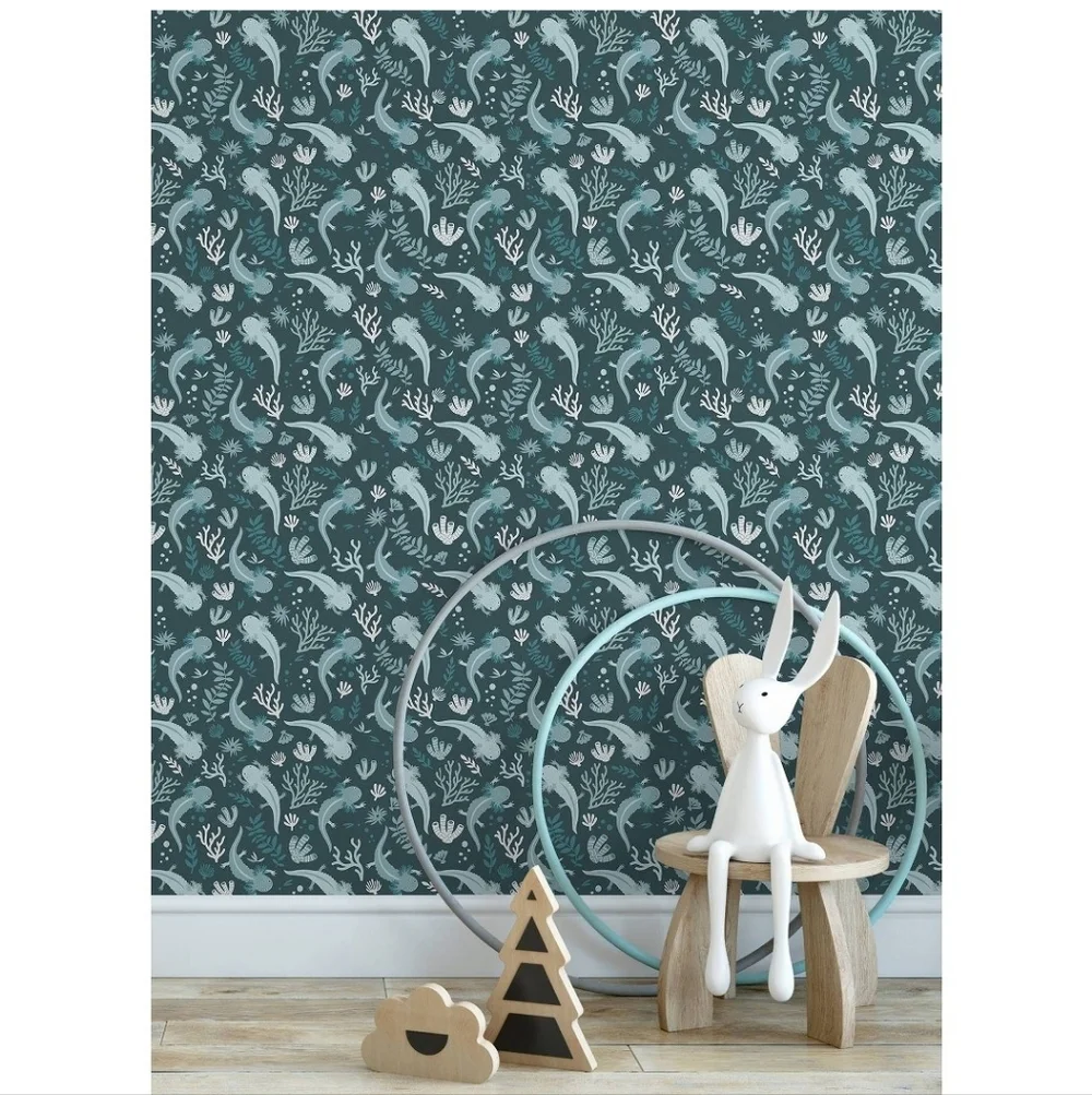 RoomMates Axolotl Blue Underwater Garden Peel And Stick Wallpaper
